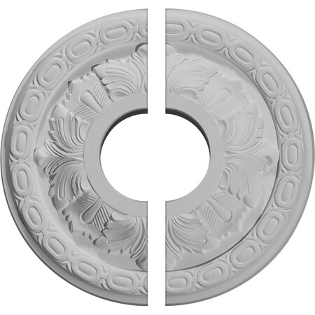 Ekena Millwork Leaf Ceiling Medallion, Two Piece (Fits Canopies up to 4 3/4"), 11 3/8"OD x 3 5/8"ID x 1 1/8"P CM11LF2